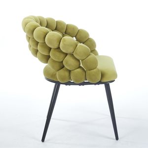 Juego de 2 Sillas de Comedor Modernas Verdes con Patas de Tubo de Hierro Dorado, Cojines Suaves y Respaldo Cómodo - Product Image 4