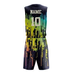 ชุดยูนิฟอร์มบาสเก็ตบอลแบบสั่งทำพิเศษ ลายพรางสีดำ พิมพ์ด้วยเทคนิค Sublimation พร้อมชื่อทีมและหมายเลข 10  ผ้าโพลีเอสเตอร์ระบายอากาศได้ดี - Product Image 2