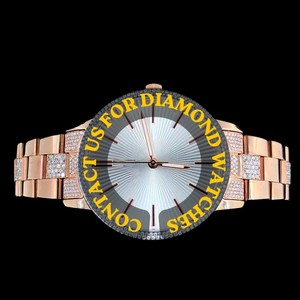 Reloj de Pulsera Elegante para Mujer con Correa de Acero Inoxidable en Oro Rosa, Esfera Blanca Redonda, Diamante Moissanita y Movimiento de Cuarzo - Product Image 1