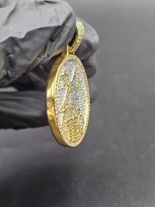 จี้รูปหัวหมาป่าประดับเพชรโมอิสซาไนต์ เงินแท้ 925 ชุบทอง จี้สลักอักษรย่อแบบกำหนดเอง สองสี สไตล์ฮิปฮอป - Product Image 3