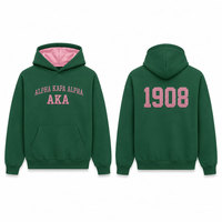 Sweat-shirt d'hiver mignon pour sororité, rose et vert, brodé numériquement, perlé, en polaire, coupe oversize, écologique, Alpha Kappa Alpha