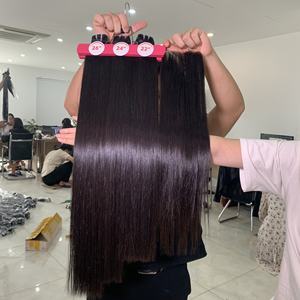 Raw Vietnamese Bone Straight Natural <b>Black</b> <b>Hair</b> <b>Extensions</b> Remy Double Machine Weft Bundles 100% Cuticle Intact Smooth Texture - Product Image 2