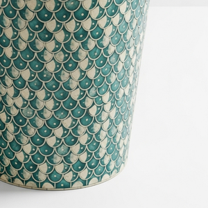 Mesa de Centro Redonda de Lujo con Incrustaciones de Hueso Azul, Mesa de Centro Tipo Tambor con Patrón de Conchas Hecha a Mano para Sala de Estar - Product Image 4