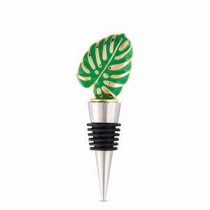 Tapón de Botella de Vino con Diseño de Hoja de Monstera Tropical, Reutilizable, de Aleación de Zinc, Accesorio de Bar con Sello de Silicona Hermético para la Conservación del Vino - Product Image 1
