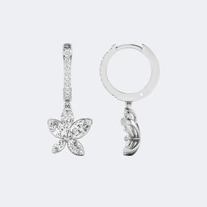 Pendientes Huggie Lineales con Incrustaciones de Diamantes Marquise Redondos de 1.30CTW - Product Image 5