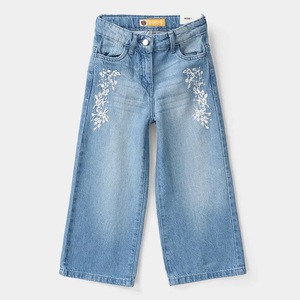 Winter Fashion Girls' Straight Leg <b>Fleece</b>-<b>Lined</b> Thickened Breathable <b>Jeans</b> Large Children's Loose Printed Worsted Fabric Pants - Product Image 4