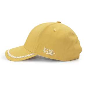 Gorra de Béisbol R*ND R*ANDE Amarilla de 6 Paneles con Logotipo Bordado y Costuras Florales en el Panel Frontal, Unisex, Casual, para Primavera/Verano - Product Image 1