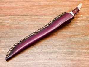 Cuchillo de filetear de acero de Damasco hecho a mano con hoja serrada, punta caída y mango de madera, grado industrial, modelo Ba-062-fillet - Product Image 3