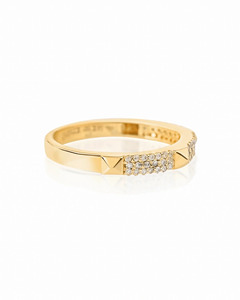 Anillo de Compromiso de Lujo Clásico con Banda Geométrica de Diamantes Pavé, Oro de 10K, 14K, 18K, Plata 925, 935, Chapado en Rodio, Joyería para Mujer - Product Image 3
