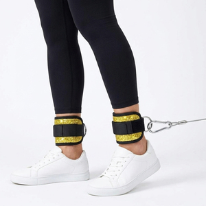 Correas de tobillo con purpurina y anillo en D, acolchadas de neopreno, para gimnasio, máquina de cable, entrenamiento de piernas, bandas de entrenamiento, correas de tobillo con purpurina - Product Image 5
