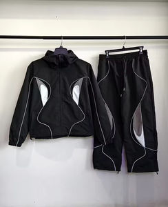 Conjunto Deportivo Unisex Vintage de Dos Piezas, Chaqueta Cortavientos de Nailon Ligero y Transpirable con Capucha, Tallas Grandes - Product Image 2