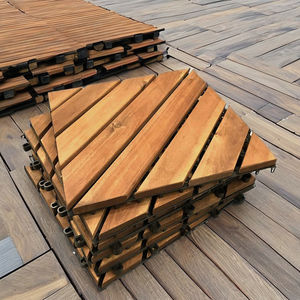 Dalles de terrasse en bois d'acacia DIY 300*300mm carrées, brossées, lisses, à clipser, écologiques, résistantes à l'humidité, traditionnelles, à double verrouillage, pour extérieur - Product Image 1