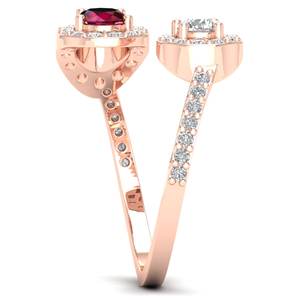 Bague Réglable REYES de Luxe en Or Massif 14K avec Moissanite Certifiée GRA, Coupe Ronde 0,35 Carat, Pierre Précieuse Rubis, Prix de Gros - Product Image 3