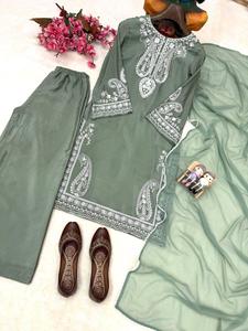 SHLC 1467 <b>Women</b> Maroon Embroidered <b>Kurta</b> Palazzo Set with Dupatta Ethnic Party Wear - Product Image 3