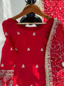 ชุดชาราร่าผ้าไหมชิโนนสวยงามสไตล์อินเดีย-ปากีสถาน ชุดชาราร่าแบบหนักสไตล์ชาติพันธุ์ ชุดสำหรับงานปาร์ตี้ งานแต่งงาน และสวมใส่ลำลองสำหรับผู้หญิงและเด็กผู้หญิง - Product Image 6