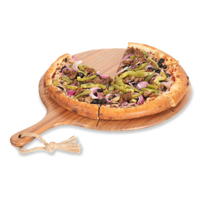 Plateau à pizza rond en bambou de qualité supérieure et plateau à gâteau personnalisable avec logo pour la vente en gros aux restaurants - Product Image 3