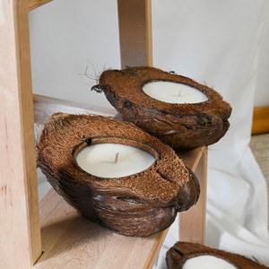 Velas decorativas con aroma de cera vegetal fragante Natural, en medio conchas de coco - Product Image 3