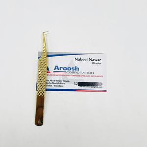 Pince à épiler pour cils en diamant à 90 degrés en or, acier inoxydable, pince à épiler professionnelle pour extensions de cils avec logo personnalisé - Product Image 2