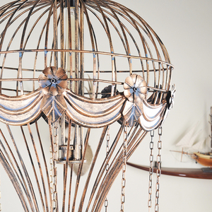 Vintage Hot Air <b>Balloon</b> Pendant Metal Cage Chandelier Hanging Lamp for Bar Cafe Restaurant Decoration 58.42Lx58.42Wx104.14H cm - Product Image 3