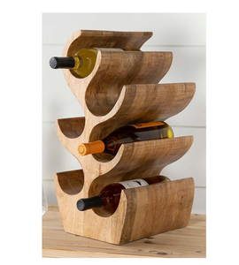 Minimalist Wooden Wine Bottle Holder Customized Countertop Wine Bottle Holder Stand Display Shelf <b>Storage</b> Organizer - Product Image 1
