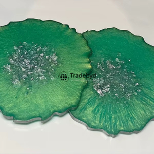 Resin <b>Coasters</b> Artisan Crafted Reusable Tea Coffee <b>Drink</b> <b>Coaster</b> Set Modern Home Decor Tradebyd 4X4 Inch Square Luxury Premium - Product Image 4