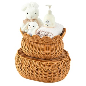 High Quality Oval Natural Rattan Storage <b>Baskets</b> For Children's Toy Storage Cute Design Neatening Organizer Rattan <b>Basket</b> - Product Image 1