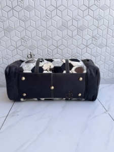 Sac de voyage en cuir véritable à poils, sac de créateur unique fait main, sac de voyage unisexe multi-usages, grand sac de sport - Product Image 5