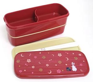 Lonchera de 2 Niveles PW-28C Tsukihana con Bolsa de Almuerzo con Cordón, Lonchera Rectangular Estilo Japonés, Linda y Encantadora Lonchera Bento con Diseño de Pastel - Product Image 3