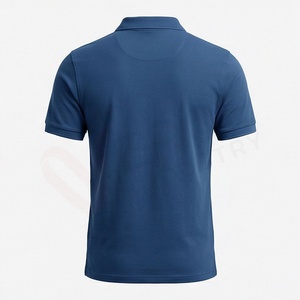 Polo à manches courtes bleu marine pour homme, 100% coton piqué, logo brodé, décontracté, respirant, coupe classique, design tricoté uni - Product Image 2