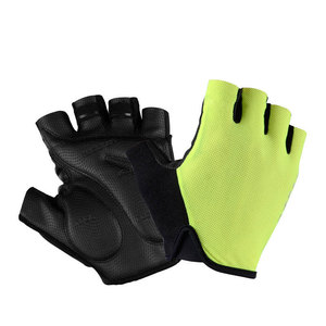 Gants de cyclisme demi-doigts noirs et vert citron en polyester unisexe, design à enfiler pour l'été - Product Image 1