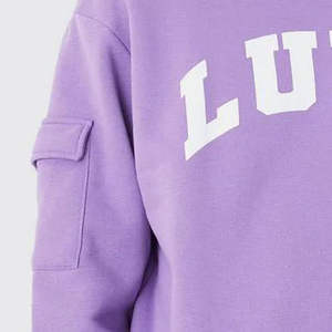 Conjunto Deportivo de Dos Piezas para Hombre, Sudadera con Cuello Redondo y Estampado de Letras en Color Morado, Pantalones Deportivos Tipo Cargo, Estilo Casual Urbano - Product Image 6