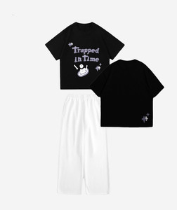 Ensemble chemise et pantalon en coton interlock 300 GSM, blanc, motif floral, logo personnalisé par transfert thermique, vêtements de détente, 2 pièces, homme - Product Image 6