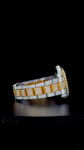 Reloj Árabe de Lujo Bicolor con Incrustaciones de Diamantes VVS Moissanite para Hombre, Reloj Personalizado con Esfera Árabe Chapada en Oro - Product Image 5