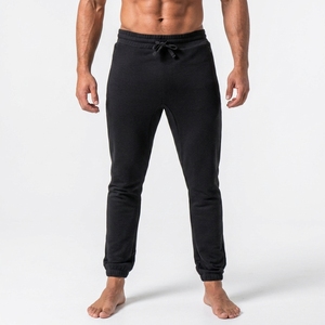 Men's <b>Black</b> Cotton Sweatpants Elastic Waist Drawstring Casual Jogger <b>Pants</b> Midweight Breathable Knitted Fabric Autumn Wear - Product Image 3