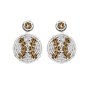 Perfect for Beaded Baseball Stud <b>Earrings</b> White Round <b>Red</b> Stitch Game Day Sports <b>Earrings</b> for Women Minimal and Versatile Sports - Product Image 2