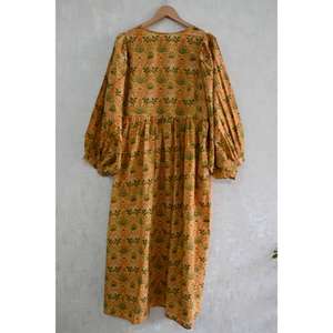 Vestido de Verano de Algodón con Estampado de Bloques para Mujer, Hecho a Mano, Estilo Bohemio - Product Image 5