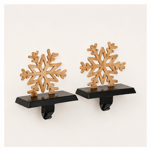 Soporte rústico de madera para calcetines navideños con diseño de copo de nieve, gancho colgante vintage de madera natural para chimenea, para decoración navideña. - Product Image 3