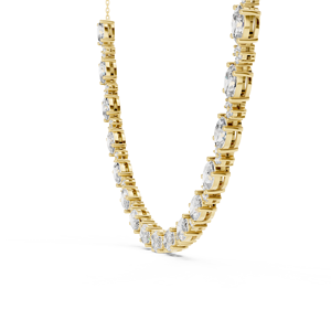 Collier tennis ovale floral en diamant de laboratoire, diamant taille ronde, or pur 14K, argent 925, collier de mariage raffiné pour femme, bijoux - Product Image 5