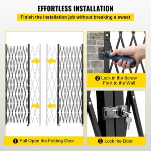 Cancello di Sicurezza Pieghevole in Acciaio a Fisarmonica 5FT x 10FT, Barriera di Sicurezza Flessibile Espandibile 10FT di Larghezza - Product Image 6