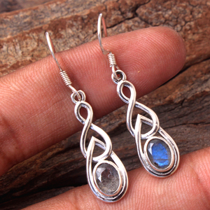 Pendientes colgantes finos de Plata de Ley 925 hechos a mano, labradorita, Peridoto, piedras preciosas, joyería para mujer - Product Image 2