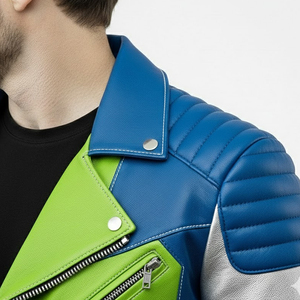 เสื้อแจ็คเก็ตผู้ชายรุ่นใหม่ล่าสุด ขายดี ดีไซน์เสื้อแจ็คเก็ตฤดูหนาวผู้ชาย สีแดง หนังแท้ สไตล์สตรีทแวร์ คอปกเหลี่ยม - Product Image 5