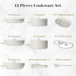 12-Piece Non-Stick <b>Pots</b> and Pans <b>Set</b> Kitchen Cookware Collection - Product Image 5