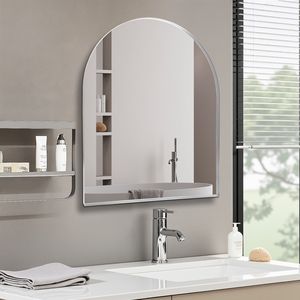 <b>Silver</b> 30\" X 36\" Modern Dresser <b>Mirror</b> with Deep Arch Design Wall Mounted Decor Metal <b>Frame</b> for Bedroom Living Room Entryway - Product Image 2