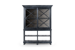 Vintage Salvado Cabinet Premium Eco-Friendly Durable <b>Solid</b> Teak <b>Wood</b> Display <b>Bookcase</b> X-Motif Glass Sliding Doors Living Room - Product Image 4