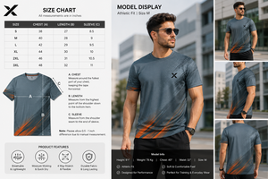 T-shirt de sport à séchage rapide pour homme X Sports City, manches courtes, imprimé géométrique, col rond, vêtements de sport, coupe régulière, été X - Product Image 6