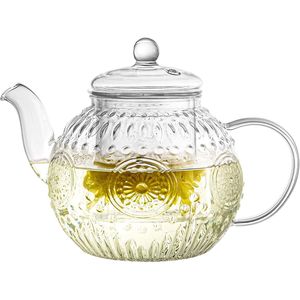 Vintage 32OZ/1000ml Borosilicate <b>Glass</b> <b>Teapot</b> with Removable <b>Infuser</b> Stovetop Safe Tea Kettle for Blooming Loose Leaf Tea - Product Image 1
