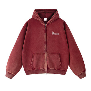 เสื้อฮู้ดดี้ผู้ชาย 430 กรัม ผ้าฟลีซ ทรงปกติ ซิปหน้า ล้างสีแบบแอซิด พิมพ์ลายดิจิทัล ผ้าฝ้าย 100% สไตล์สตรีทแวร์สำหรับฤดูใบไม้ผลิ เป็นมิตรต่อสิ่งแวดล้อม ราคาประหยัด - Product Image 3