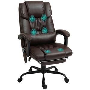 Sedia da Ufficio Ergonomica con Schienale Alto, 6 Punti di Vibrazione, Comoda in Pelle PU e Altezza Regolabile, Marrone - Product Image 1