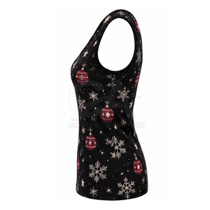 Débardeur de Noël confortable pour femme avec imprimé cadeau festif, tissu respirant et forme confortable - Product Image 5