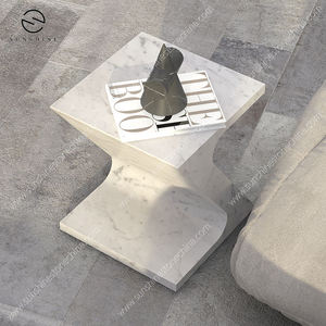 Table d'appoint extérieure en marbre Sunshine en forme de Z, design minimaliste, meubles en pierre naturelle durables pour usage en terrasse - Product Image 2